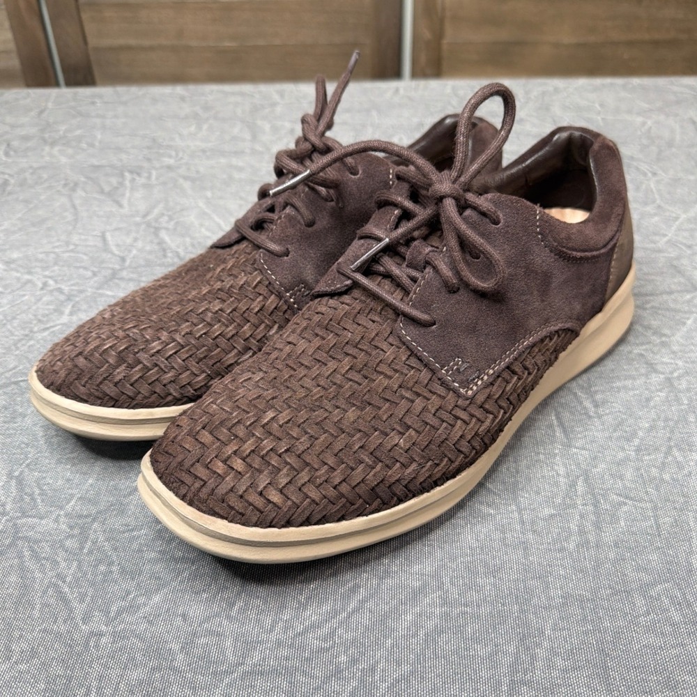 UGG Pismo Sneaker Low Woven Mens 10 1020367 Dark Brown Leather Braided Lace Up